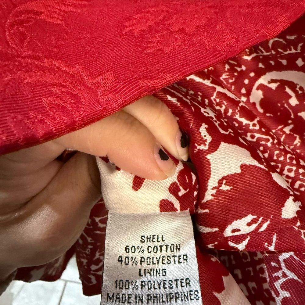 Talbots Printed Red Pea Coat Jacket Women's Size Petite Large Red - Picture 13 of 15